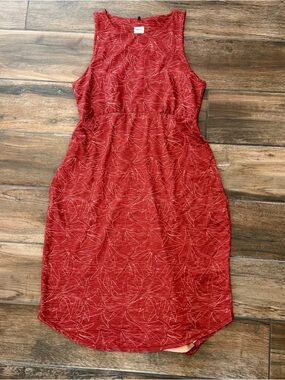 Prana Red Sleeveless Printed Midi Dress